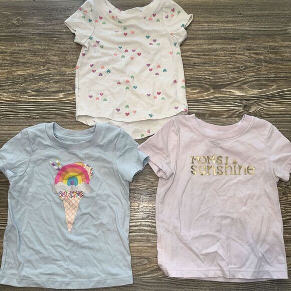 Lot Of 3 Cat & Jack Baby Girl Short Sleeve Tee. Size 12 Months NWOT. C - Picture 1 of 4